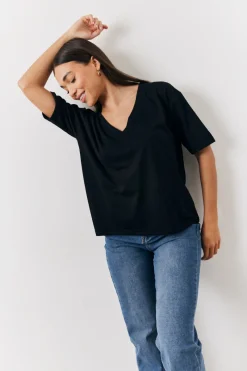 Black and White 2 Pack Slouchy V-Neck T-Shirt|In The Style Online