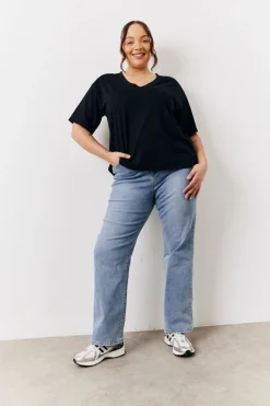 Black and White 2 Pack Slouchy V-Neck T-Shirt|In The Style Online