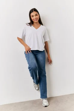 Black and White 2 Pack Slouchy V-Neck T-Shirt|In The Style Online