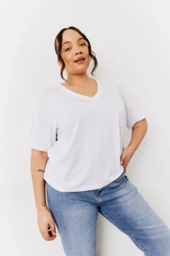 Black and White 2 Pack Slouchy V-Neck T-Shirt|In The Style Online