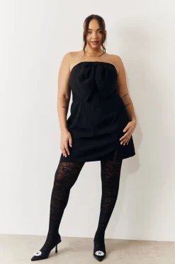 Bandeau Bow Front Split Hem Mini Dress|In the Style Outlet