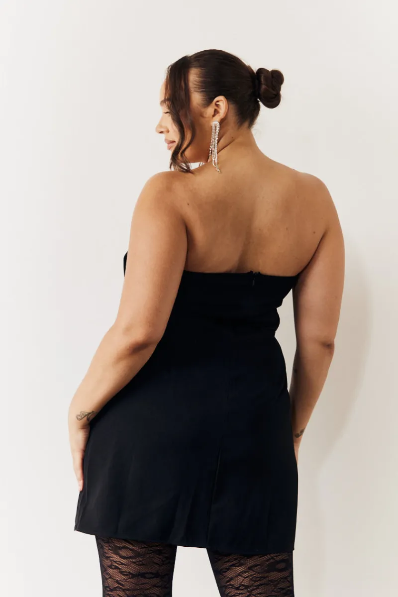 Bandeau Bow Front Split Hem Mini Dress|In the Style Outlet