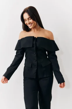 Bardot Button Through Blazer|In the Style