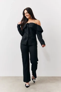 Bardot Button Through Blazer|In the Style