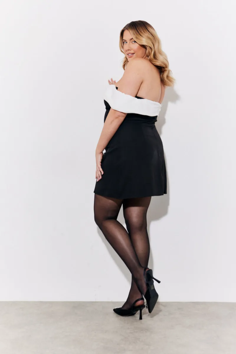 Contrast Bow Mini Dress|In the Style Clearance