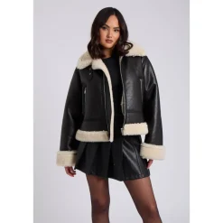 Black Cropped Bonded Jacket|Urban Bliss New