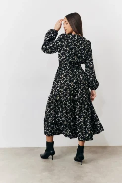 Ditsy Floral Printed Wrap Midi Dress|In The Style New