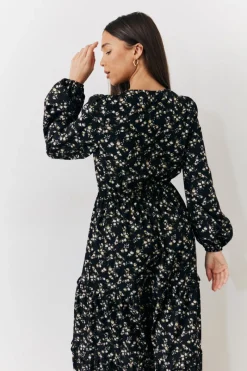 Ditsy Floral Printed Wrap Midi Dress|In The Style New
