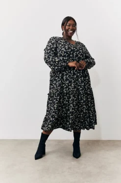 Ditsy Floral Printed Wrap Midi Dress|In The Style New