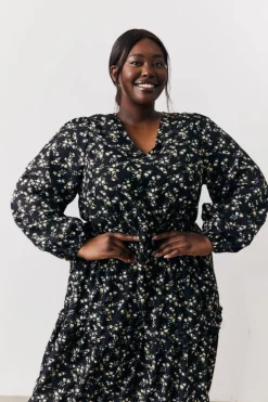 Ditsy Floral Printed Wrap Midi Dress|In The Style New