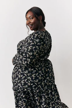 Ditsy Floral Printed Wrap Midi Dress|In The Style New