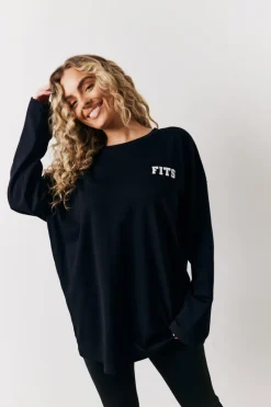 Leisure Club Graphic Oversized Long Sleeve T-Shirt|Fits New