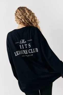 Leisure Club Graphic Oversized Long Sleeve T-Shirt|Fits New