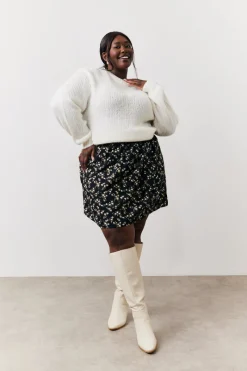 Black Floral Flippy Mini Skirt|In the Style Sale