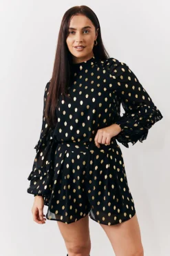 Foil Detail Chiffon Blouse|In The Style Online