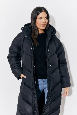 Hooded Longline Popper Puffer Coat|In the Style Hot