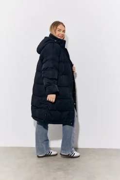Hooded Longline Popper Puffer Coat|In the Style Hot