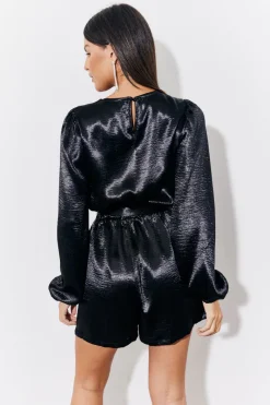 Liquid Satin Belted Detail Playsuit|In the Style Sale