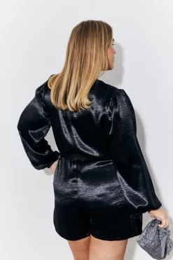 Liquid Satin Belted Detail Playsuit|In the Style Sale