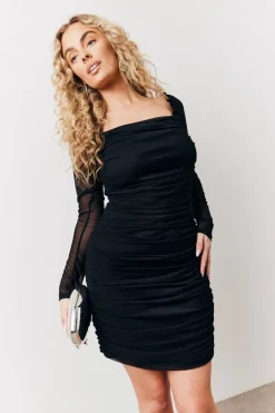 Mesh Ruched Detail Mini Dress|In the Style Best