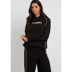 Black Piped Wide Leg Joggers|Urban Bliss Discount