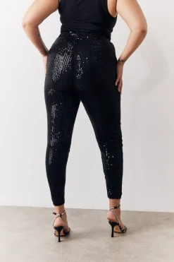 Black Premium Sequin Leggings|In the Style Hot