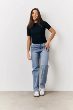 Ribbed Crew Neck Short Sleeve Top|In The Style Outlet