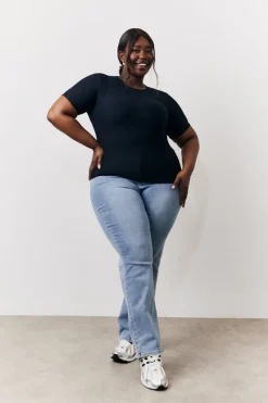 Ribbed Crew Neck Short Sleeve Top|In The Style Outlet