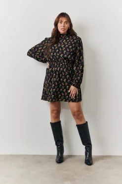 Rose Print High Neck Mini Dress|In the Style Discount