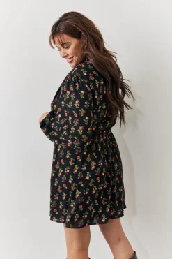 Rose Print High Neck Mini Dress|In the Style Discount