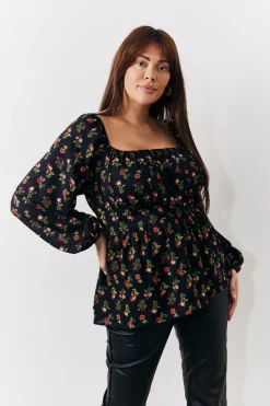 Rose Print Smock Top|In the Style New