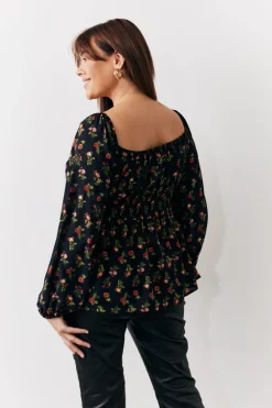 Rose Print Smock Top|In the Style New