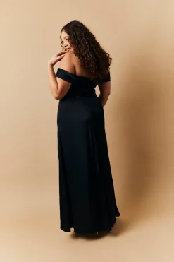 Satin Bardot Ruched Maxi Dress|In The Style Best