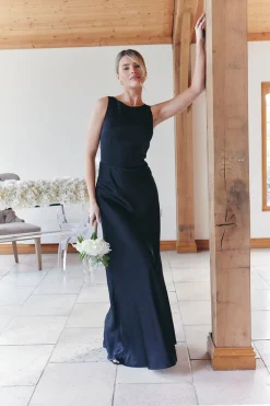 Satin Cowl Back Maxi Dress|In The Style Clearance