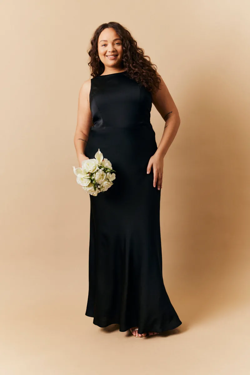 Satin Cowl Back Maxi Dress|In The Style Clearance