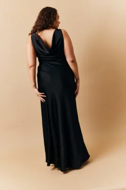 Satin Cowl Back Maxi Dress|In The Style Clearance