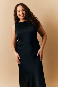 Satin Cowl Back Maxi Dress|In The Style Clearance