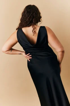 Satin Cowl Back Maxi Dress|In The Style Clearance
