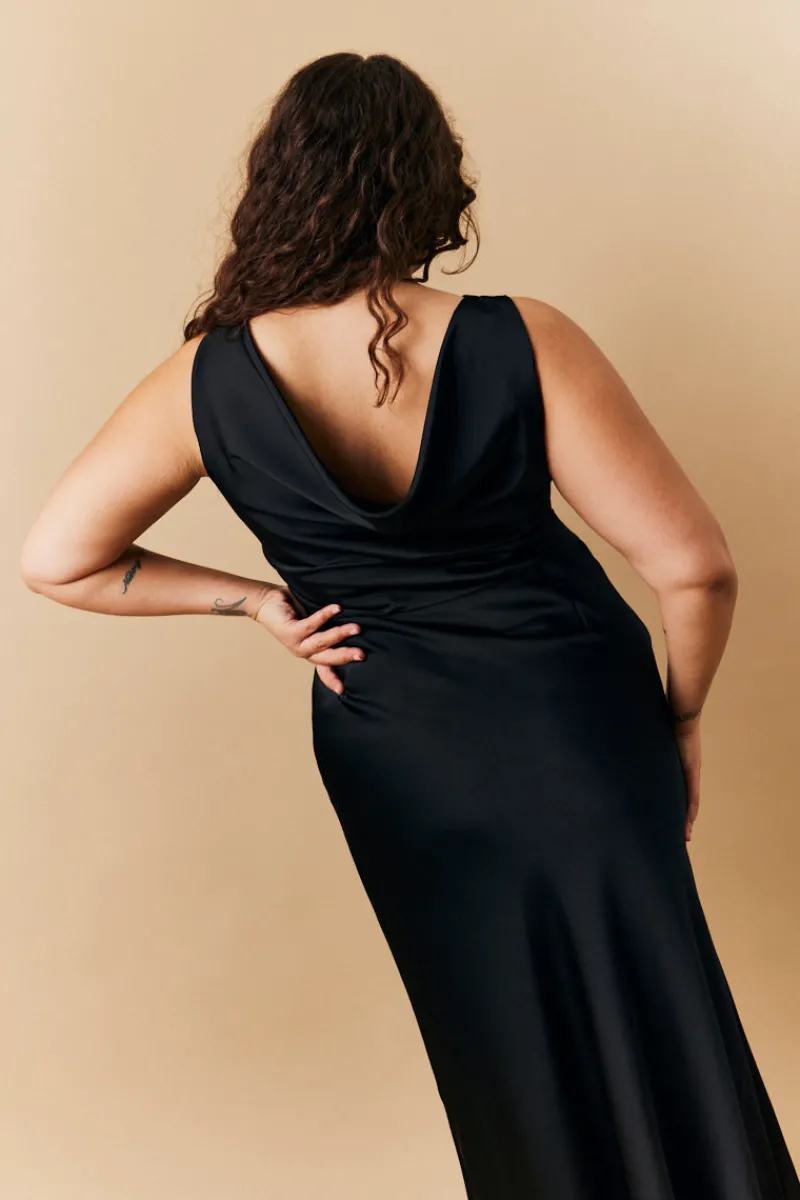 Satin Cowl Back Maxi Dress|In The Style Clearance