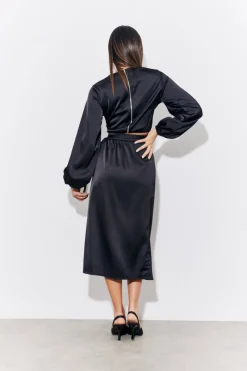 Satin Wrap Midi Skirt|In the Style New