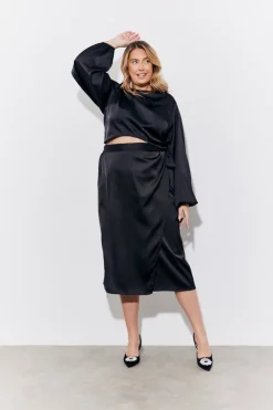 Satin Wrap Midi Skirt|In the Style New
