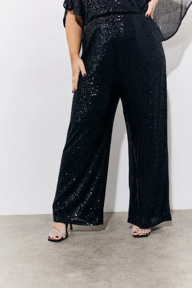 Sequin Cape Style Wide Leg Jumpsuit|In the Style Discount