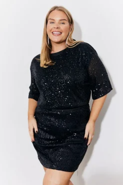 Sequin T-Shirt with Satin Bow Back|In the Style Clearance