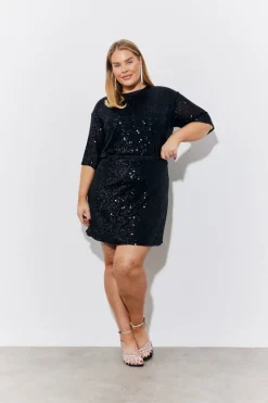 Sequin T-Shirt with Satin Bow Back|In the Style Clearance