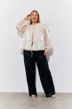 Sequin Wide Leg Trouser|In the Style Best