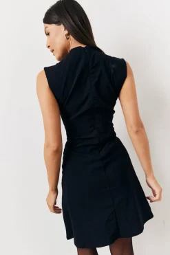 Structured Plunge Front Sleeveless Mini Dress|In the Style