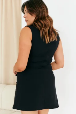 Structured Plunge Front Sleeveless Mini Dress|In the Style