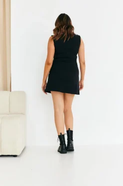 Structured Plunge Front Sleeveless Mini Dress|In the Style