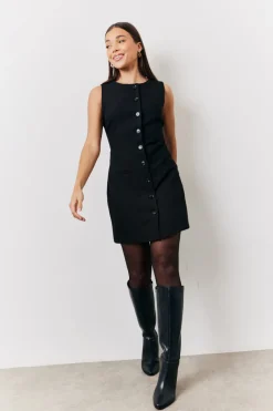 Tailored Button Through Mini Dress|In The Style