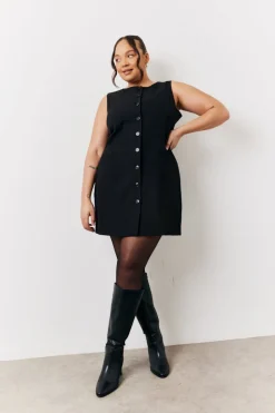 Tailored Button Through Mini Dress|In The Style